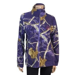 Realtree APC Purple Camo Fleece Jacket Women's Large Full Zip Hunting Outdoor